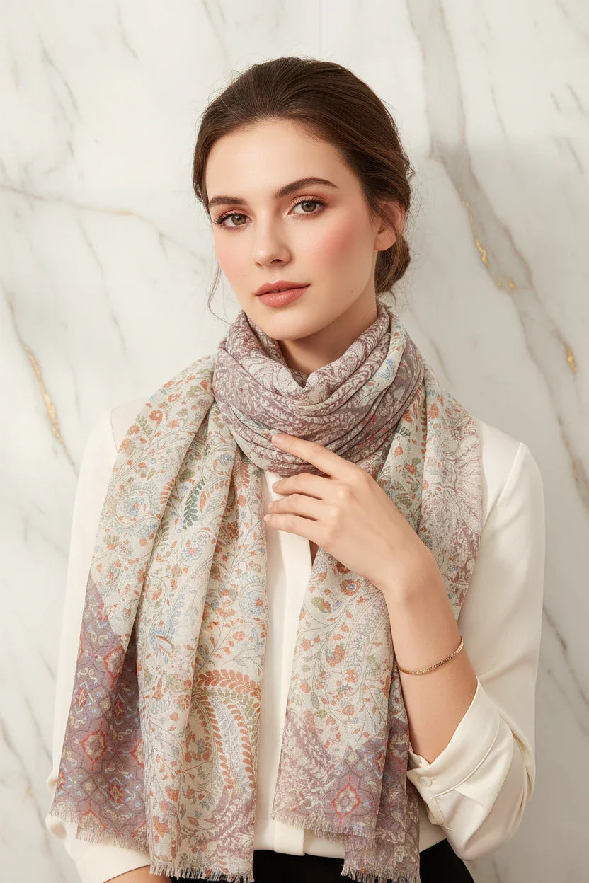 الشال مربوط حول العنق بأناقة