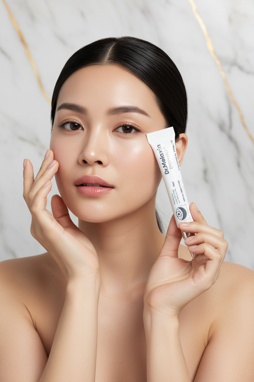 لمسة أنثوية لمنطقة العين مع المنتج