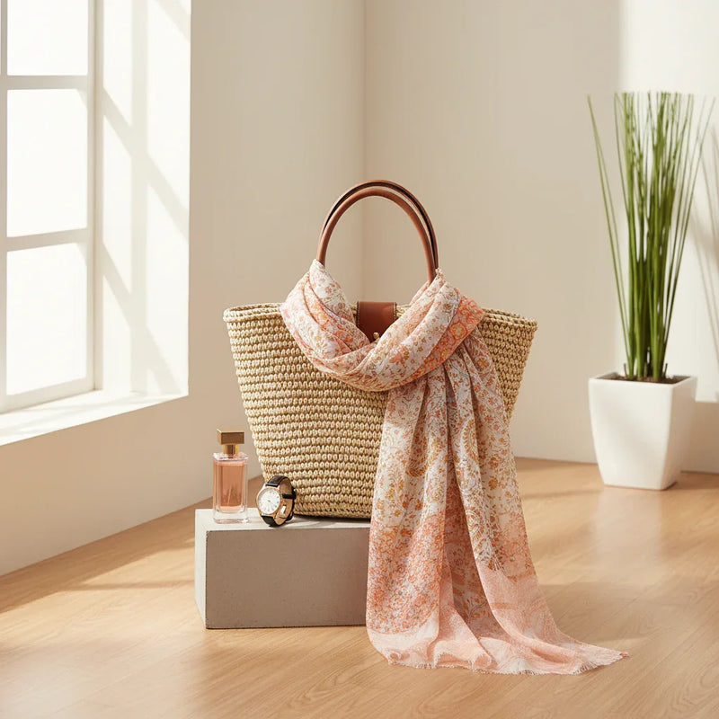 الشال ملفوف حول الحقيبة