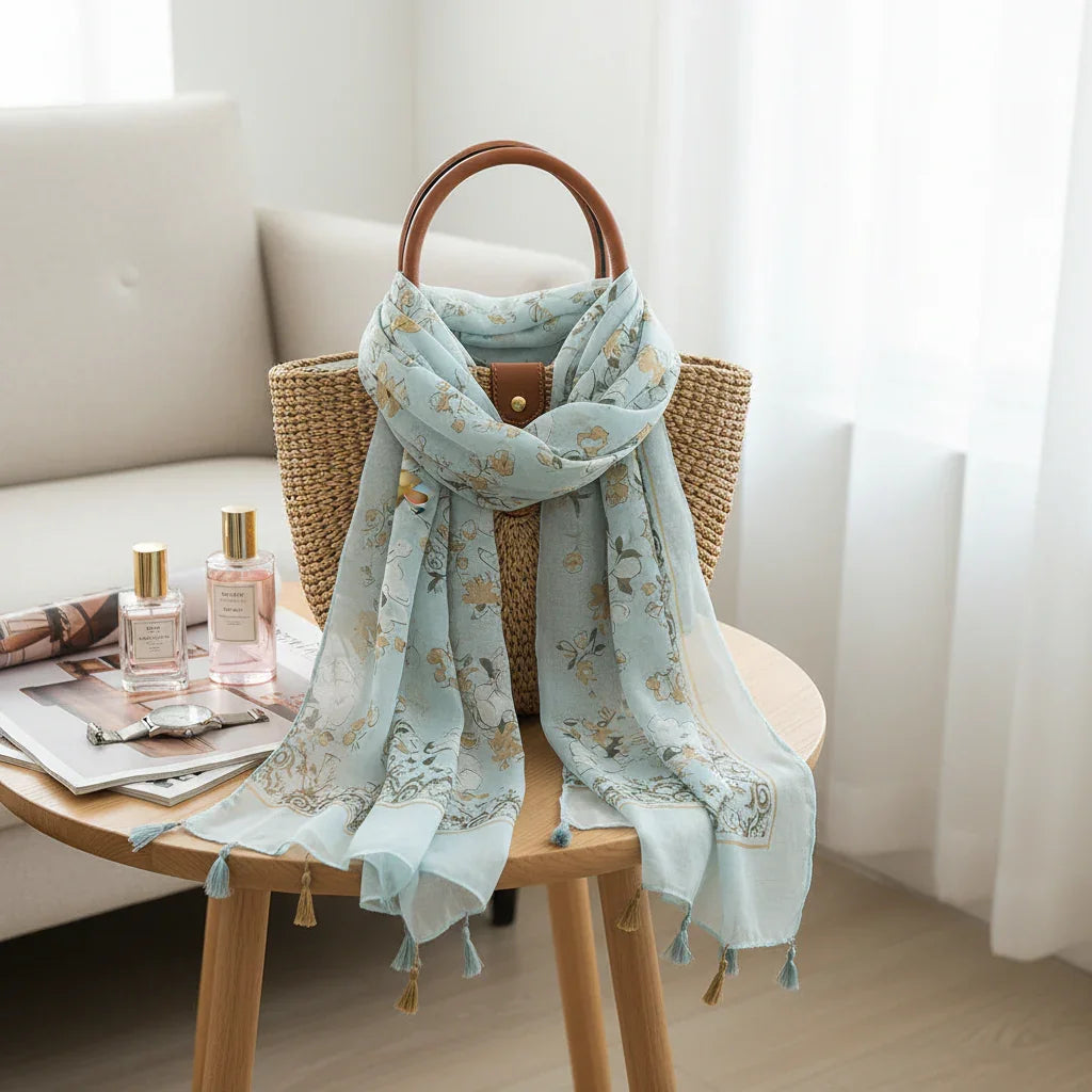 وشاح منسدل على حقيبة