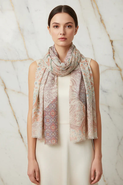 الشال منسدل بشكل فضفاض