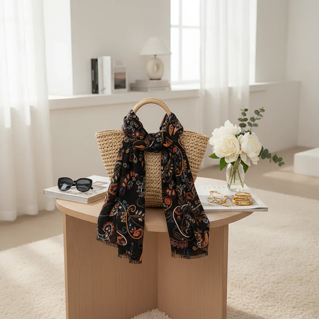 وشاح ملفوف على حقيبة