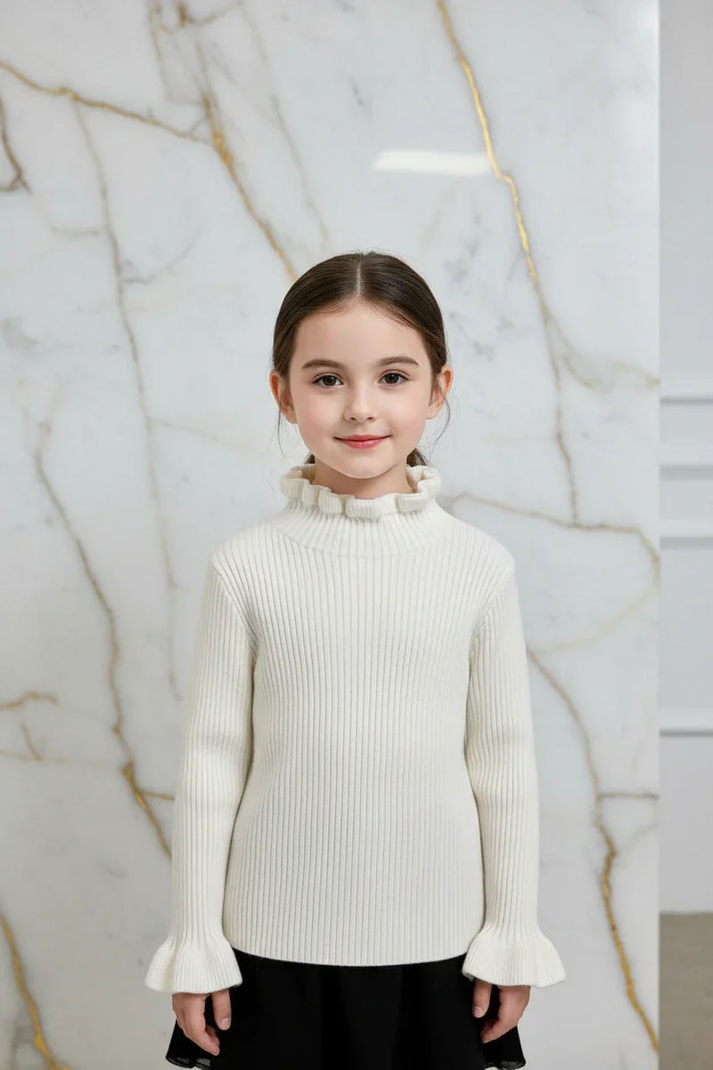 سويتر بناتي كريمي - منظر أمامي