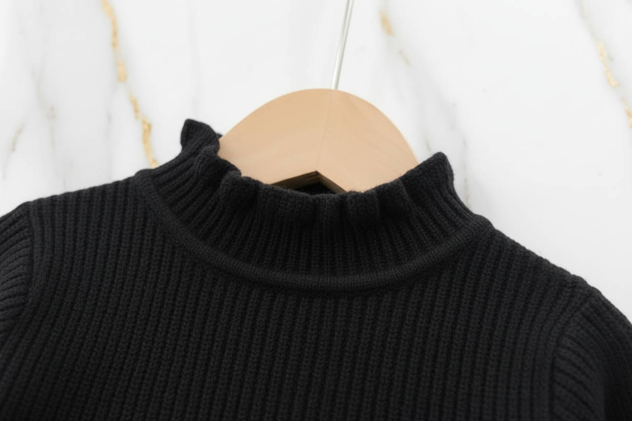 سويتر أسود مبطن - تفاصيل الياقة