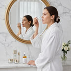 استخدام السيروم أمام المرآة