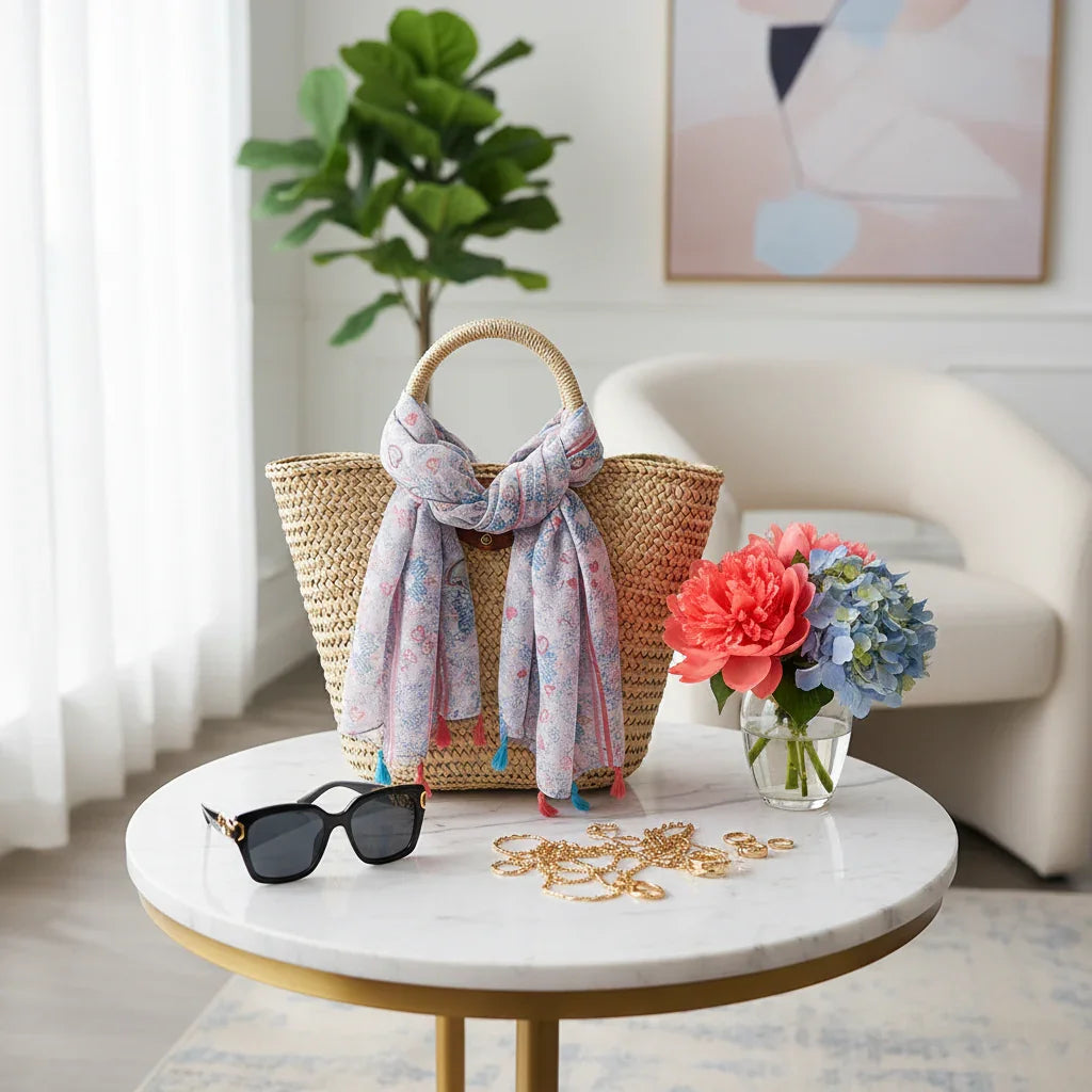 وشاح ملفوف على حقيبة