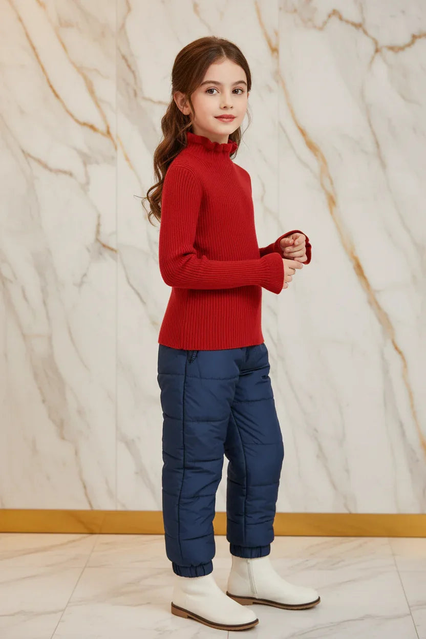 سويتر أحمر مبطن مع بنطال جينز - زاوية يمين