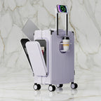 الحقيبة البنفسجية الفاتحة على خلفية رخامية