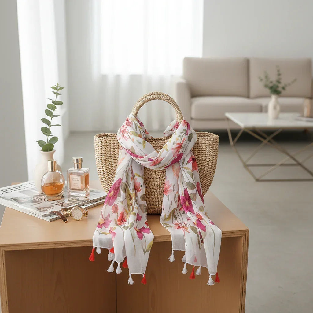 وشاح منسدل على حقيبة