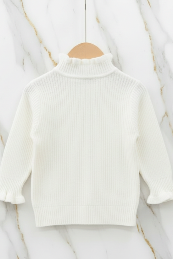 سويتر أبيض مبطن - منظر خلفي