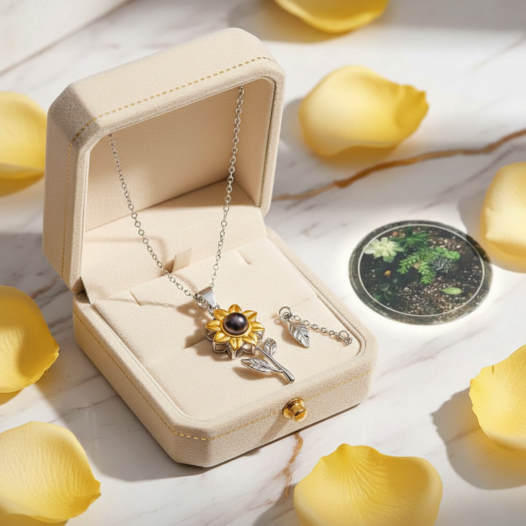 تفاصيل القلادة مع بتلات الورد