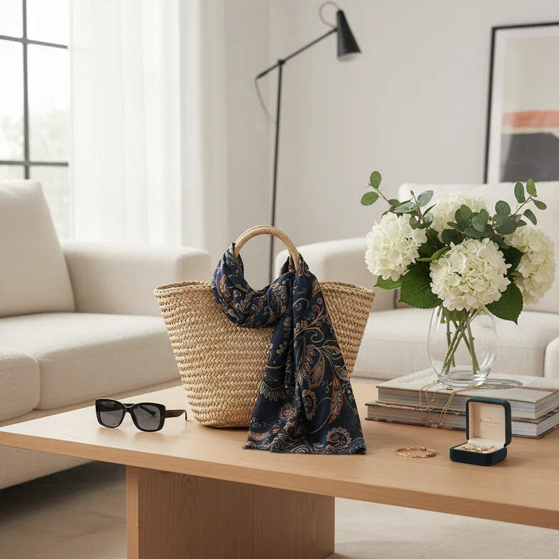 وشاح ملفوف على حقيبة