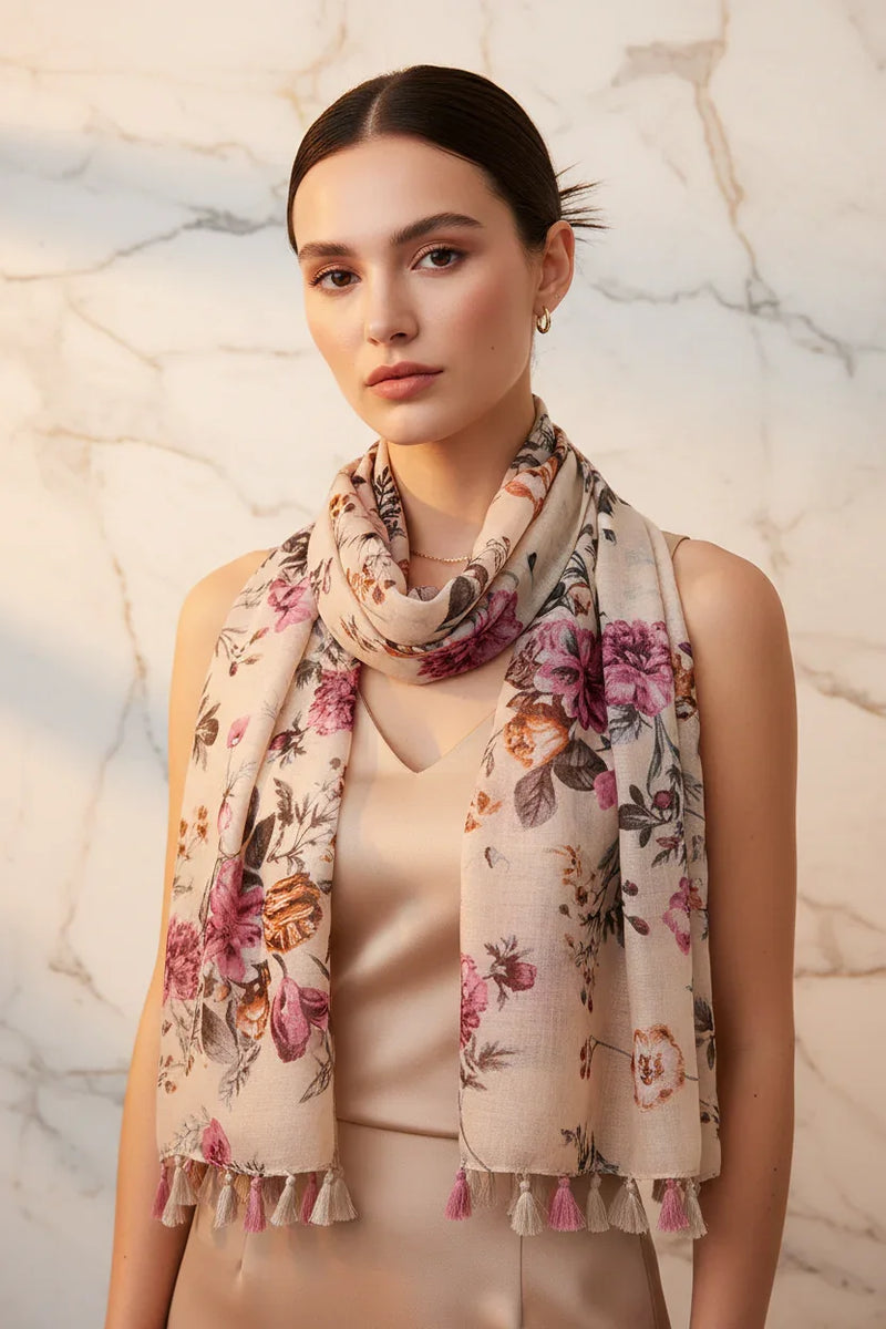 الشال منسدل بشكل فضفاض