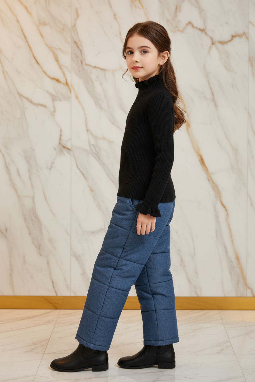 سويتر أسود مبطن مع بنطال جينز - جانبي أيسر