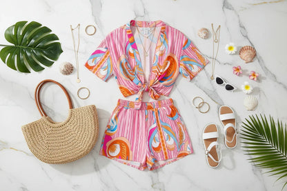 طقم صيفي بتنسيق فلات لاي فاخر