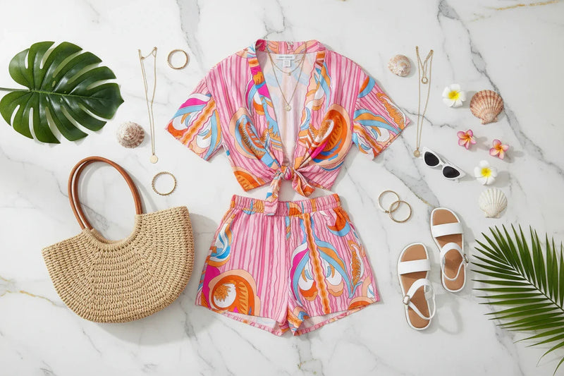 طقم صيفي بتنسيق فلات لاي فاخر