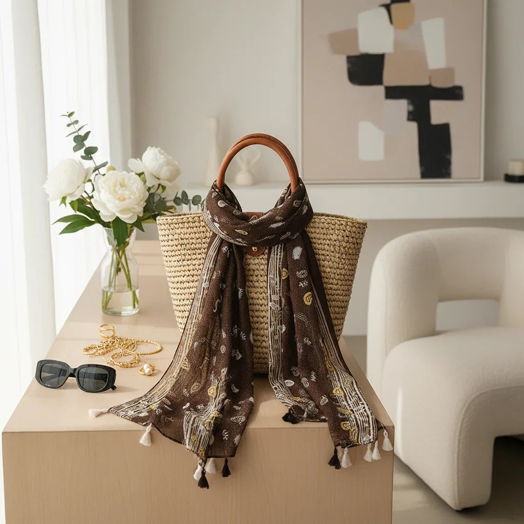 وشاح ملفوف على حقيبة