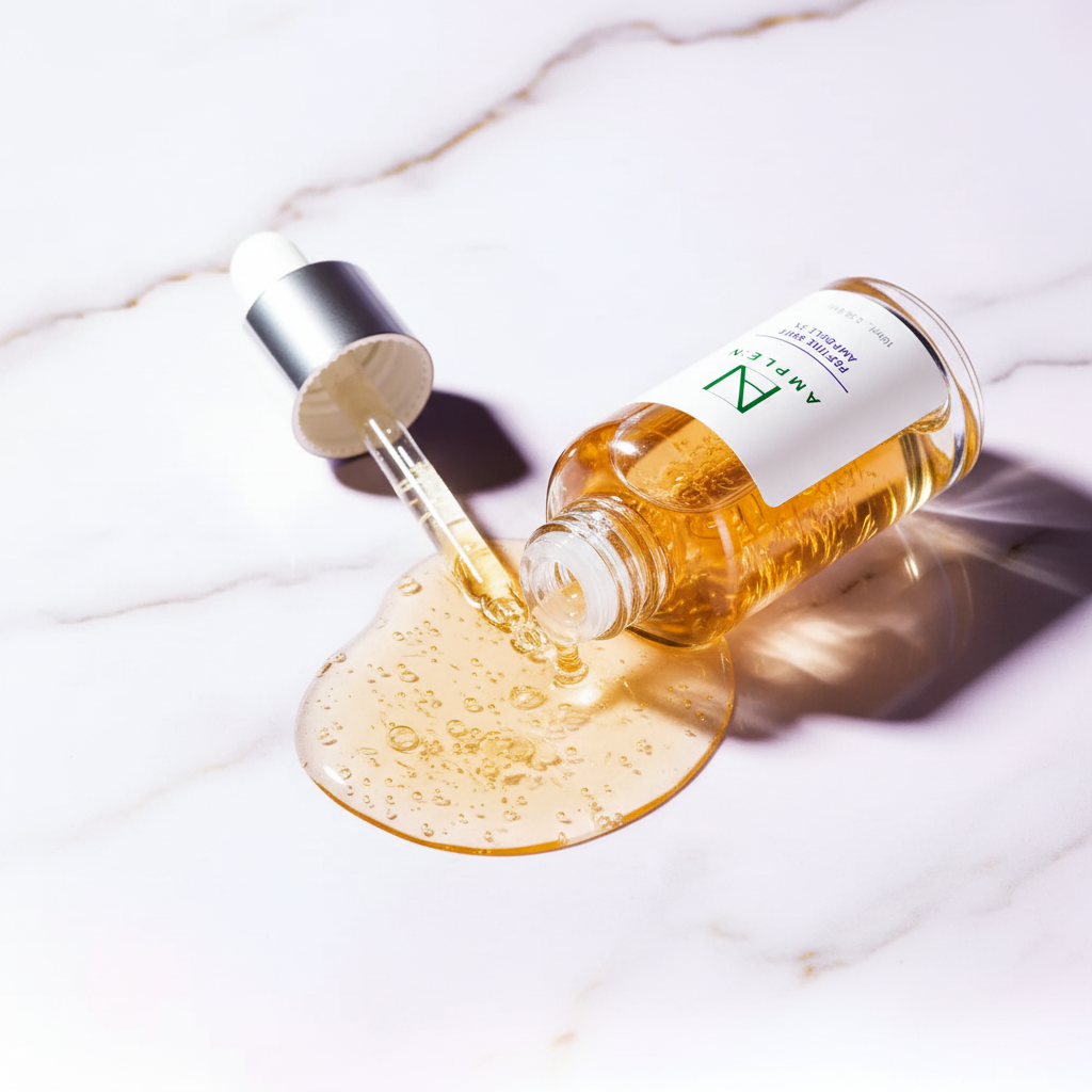 السيروم الذهبي على الرخام الأبيض