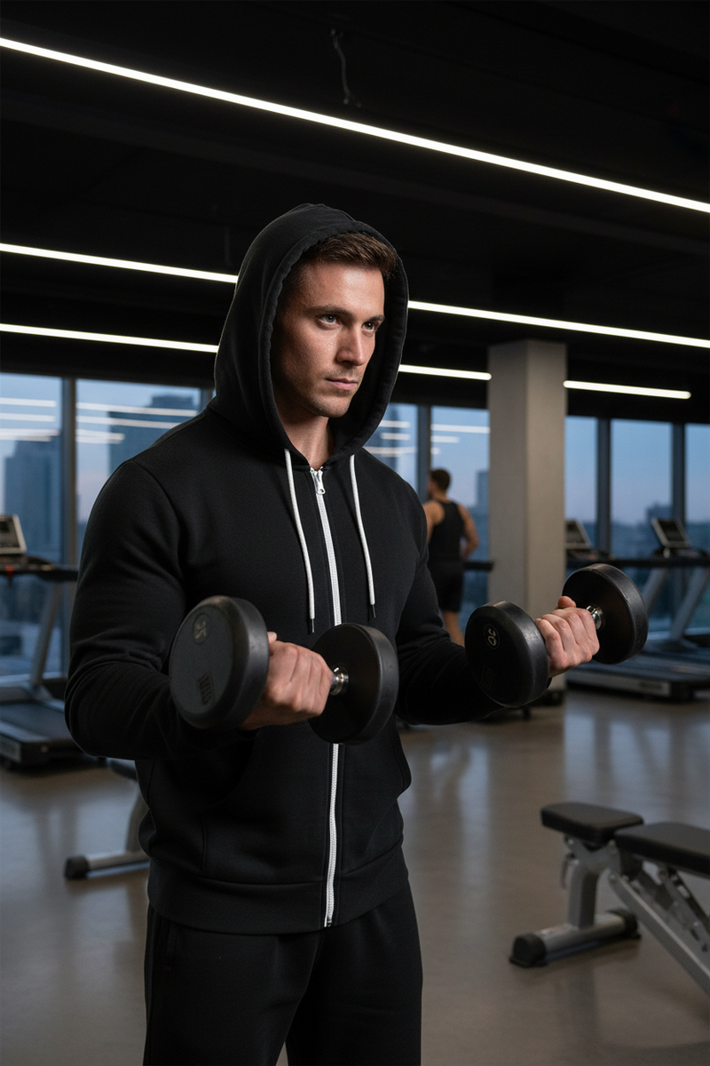 هودي رجالي ثلاثي أرباع أمامي