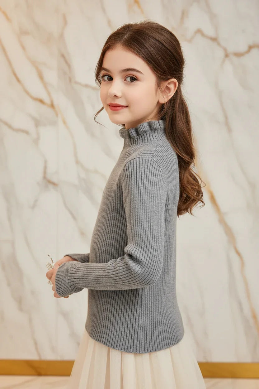 سويتر بناتي رمادي - بروفايل يسار