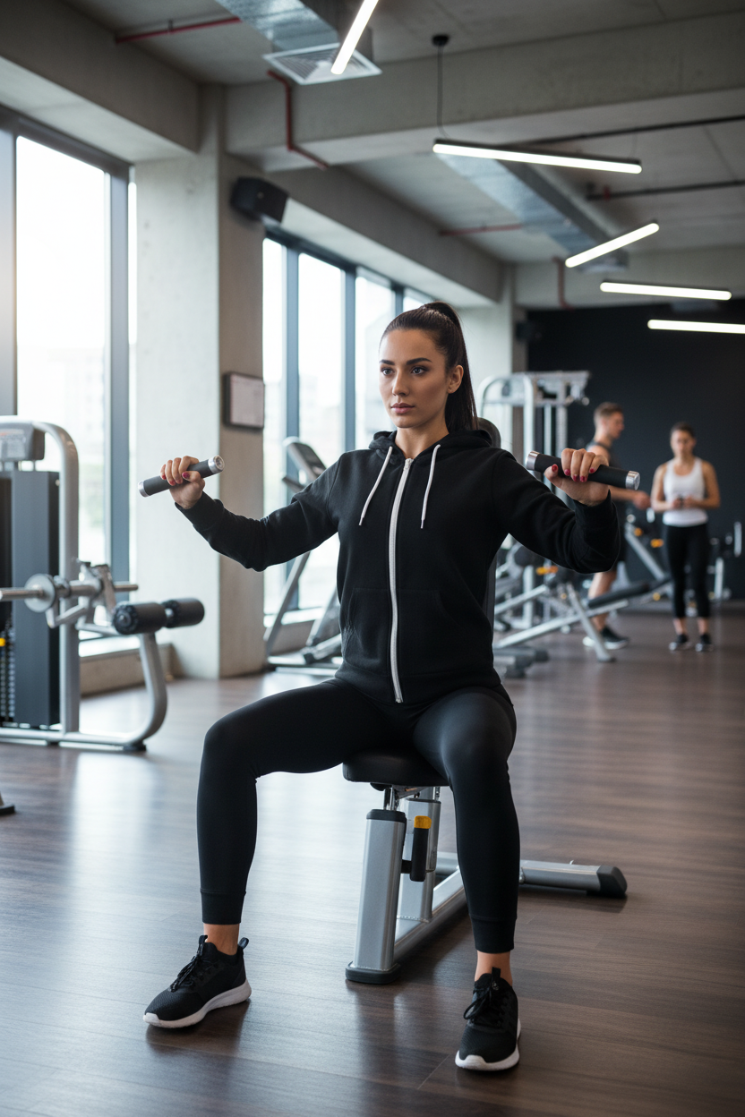 هودي أسود أثناء التمرين منظر أمامي