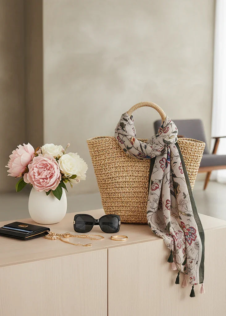 وشاح ملفوف على حقيبة