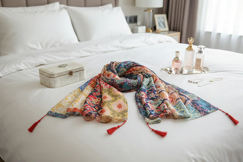 الوشاح مع إكسسوارات فاخرة