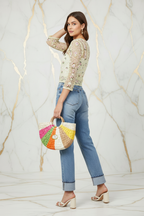 جينز - جانب أيمن لمسة شعر