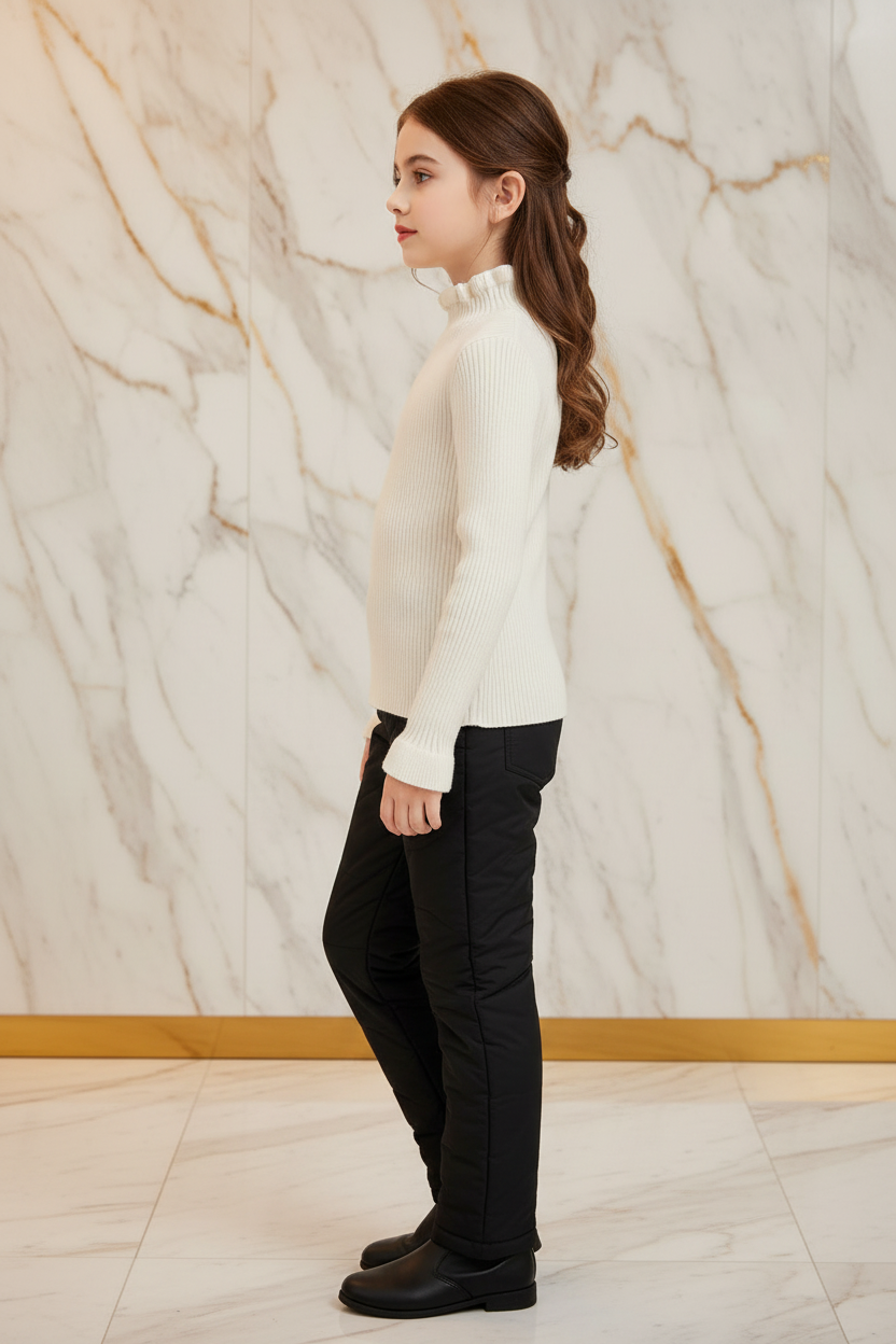 سويتر أبيض مع بنطال أسود - جانبي أيسر