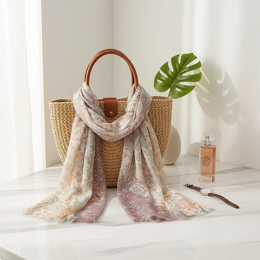 الشال ملفوف حول الحقيبة