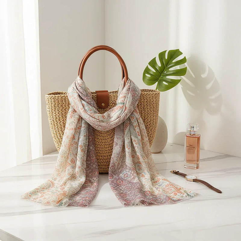 الشال ملفوف حول الحقيبة