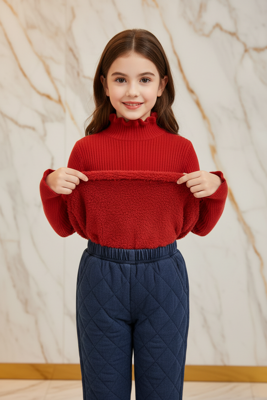 سويتر أحمر مبطن - إظهار الفرو الأحمر