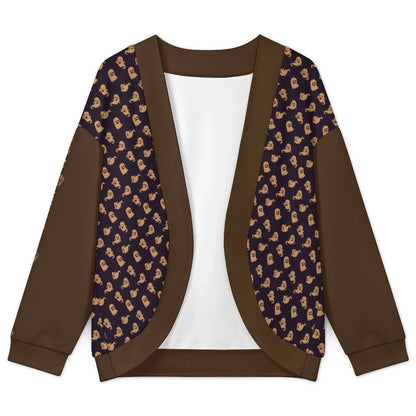 Halloween Ghost Drop Shoulder Knitted Café Noir Cardigan