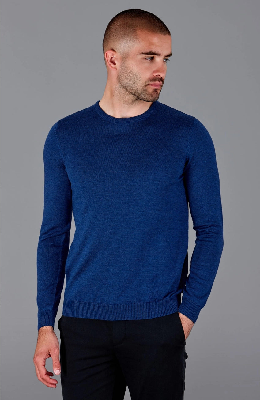 Premium Extra Fine Merino Wool Indigo Blue Sweater