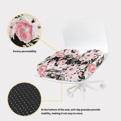 Floral Orthopedic Memory Foam Seat Black Cushion