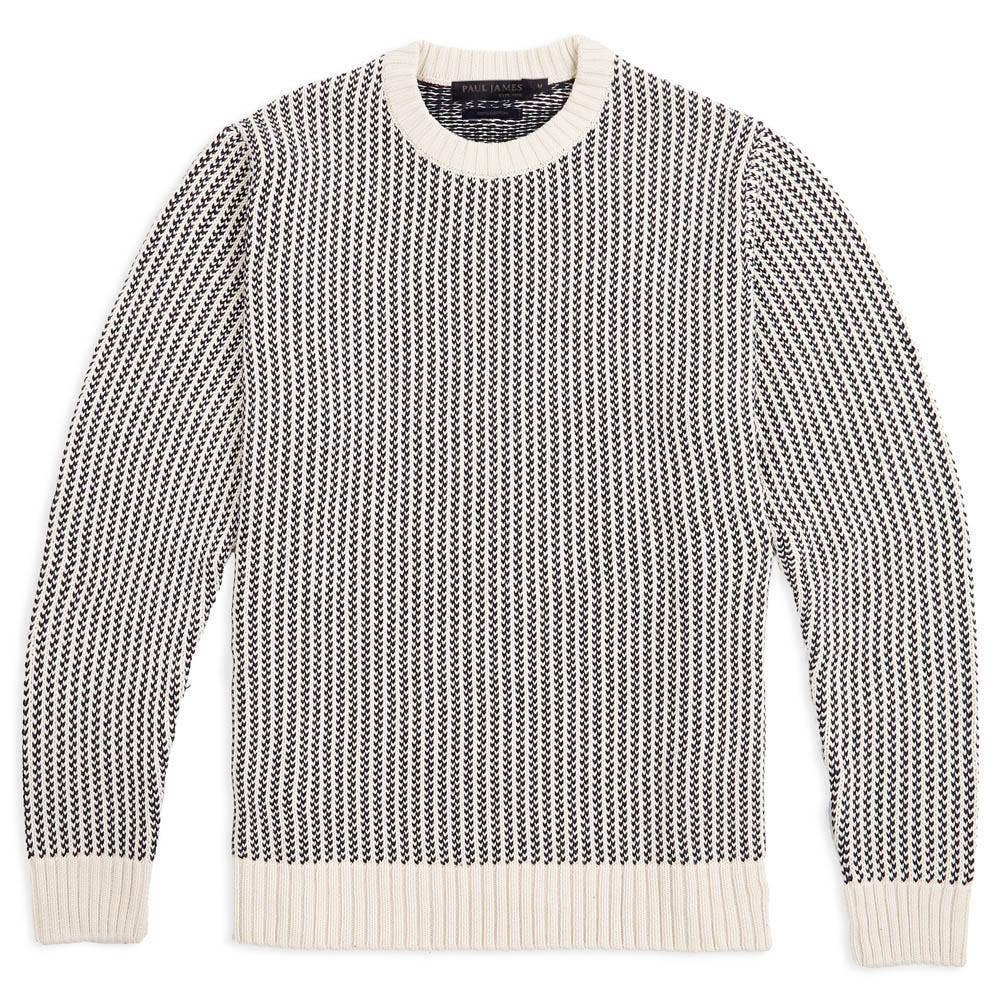 Premium Men's 100% Cotton Fisherman Tuck Stitch Jumper - Off White
