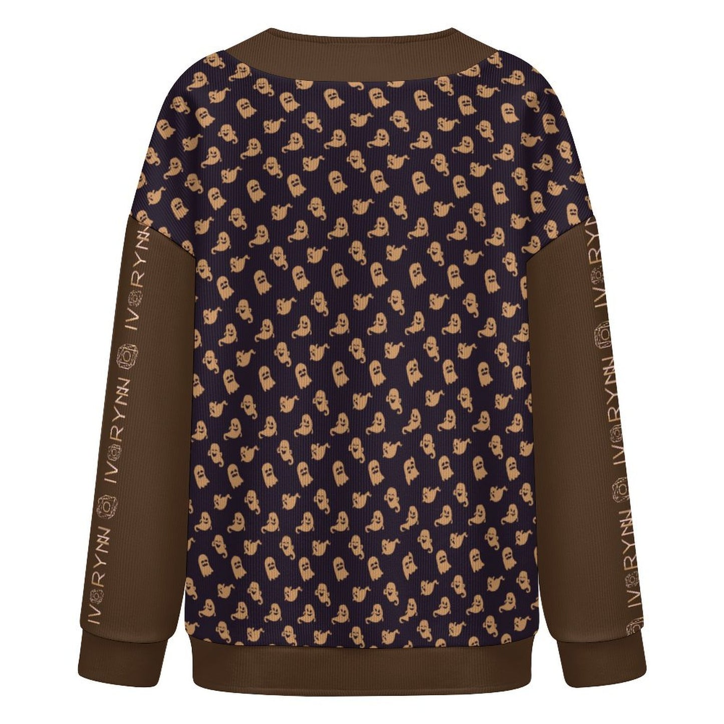 Halloween Ghost Drop Shoulder Knitted Café Noir Cardigan