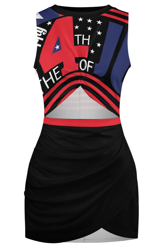 Navel-Baring Cross Fit Hip Black Mini Dress