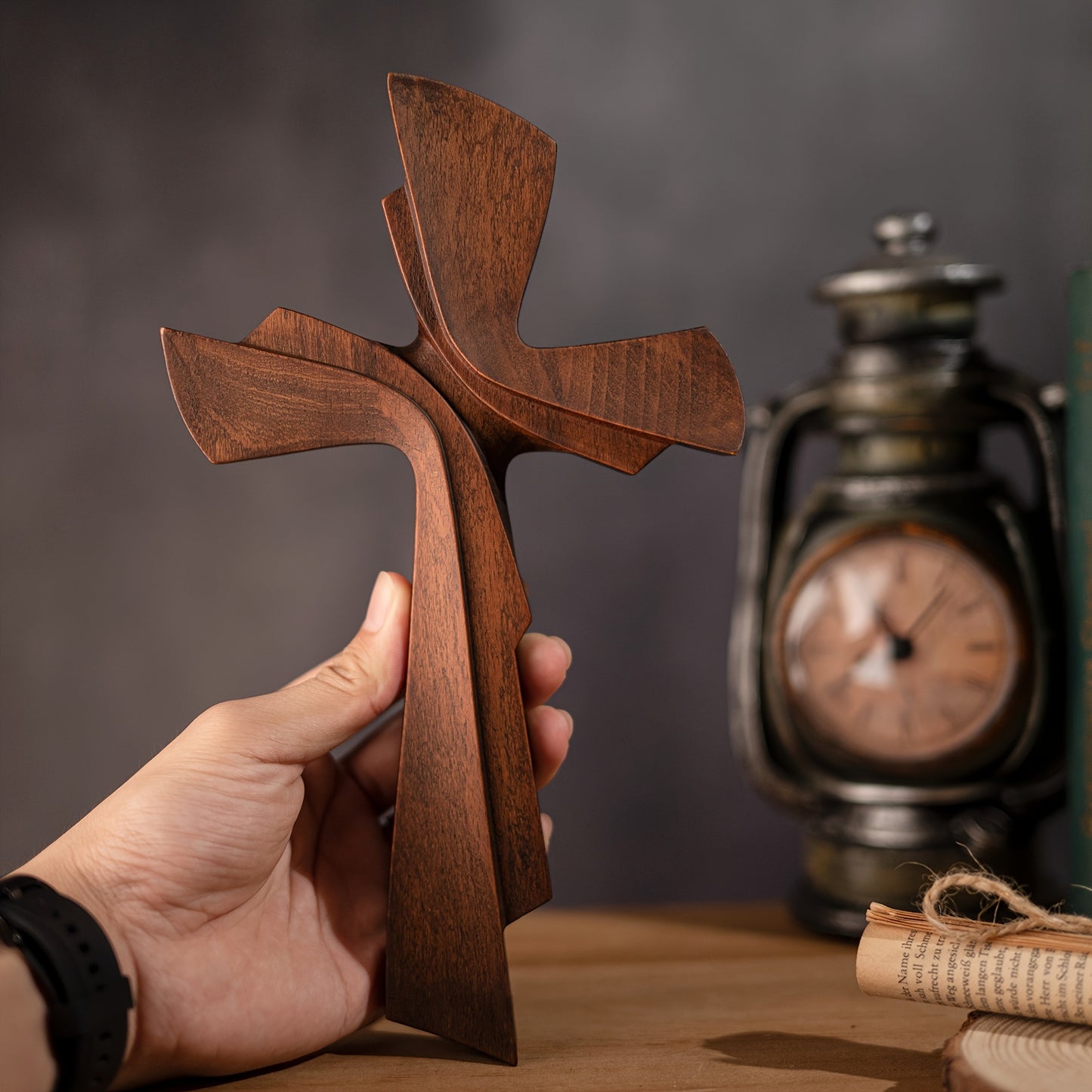 Vintage Wooden 3D Cross Wall Art