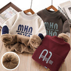 Thickened Faux Rabbit Puce Red Boys Fleece Sweater