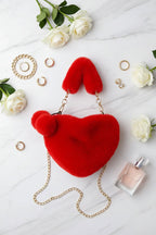 Korean Style Red Love Chain Fluff Bag