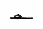 Flats Cow Black Leather Sandals