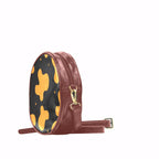 Orange Spots Round Brown Crossbody Bag