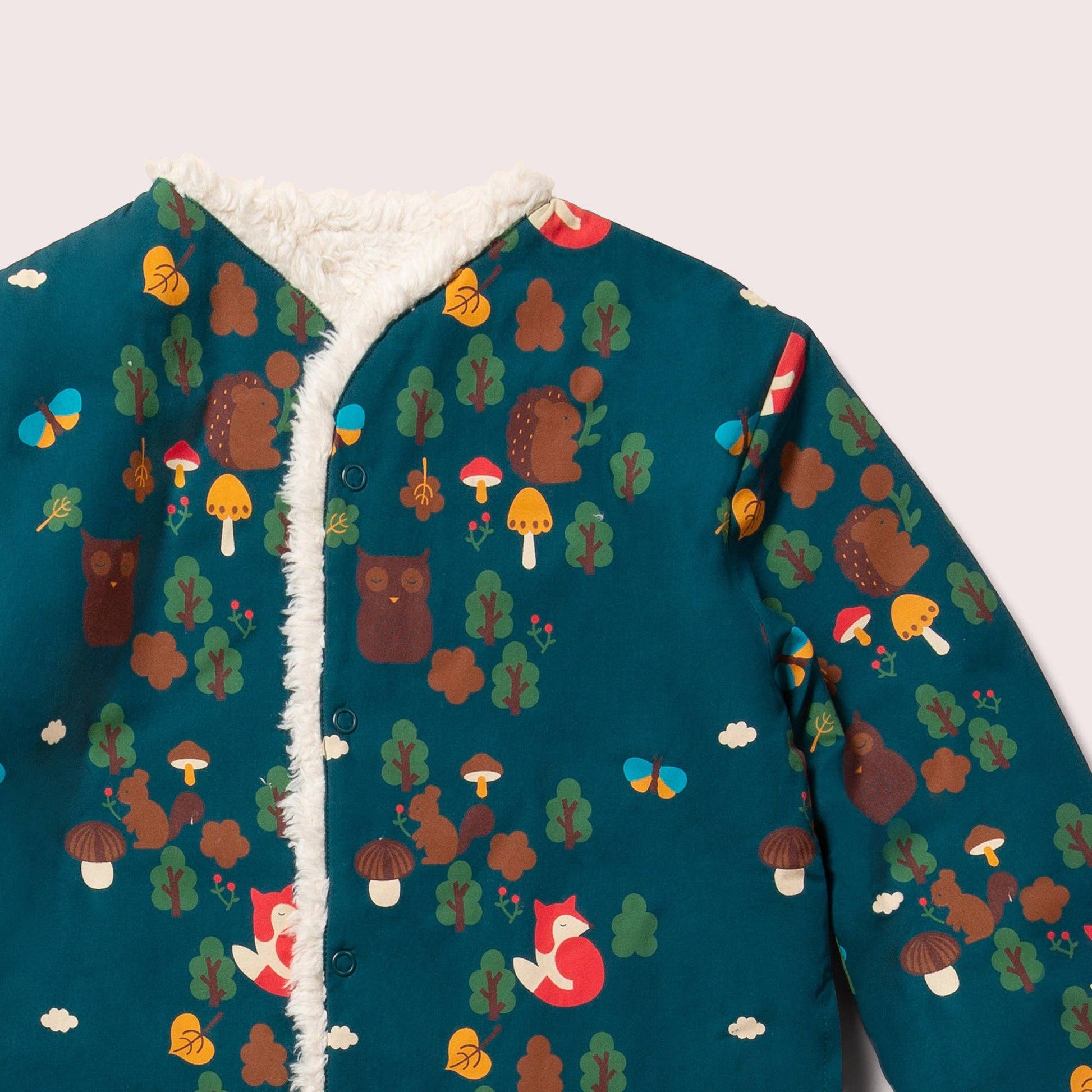 Kids Enchanted Forest Reversible Organic Cotton Sherpa Cosy Jacket