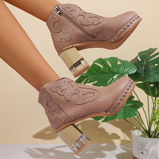 Elegant High Heels Chunky Pink Platform Boot