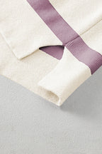 Striped Patchwork Drop Shoulder Blue Sweater