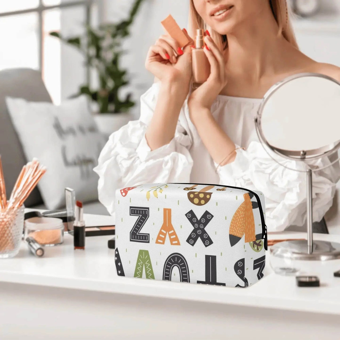 ABCD PU Cosmetic Bag - White - IVORYNN