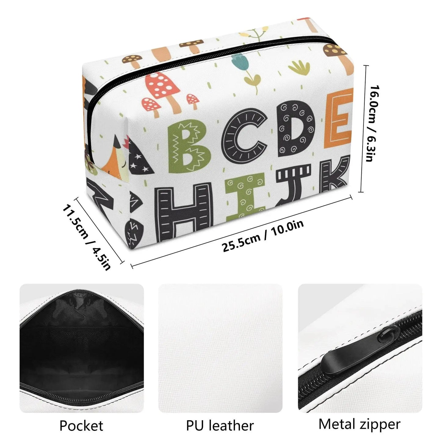 ABCD PU Cosmetic Bag - White - IVORYNN