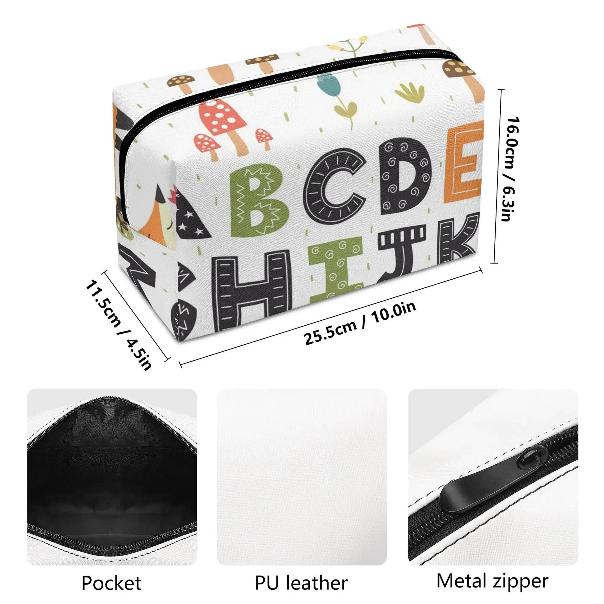 ABCD PU Cosmetic Bag - White - IVORYNN