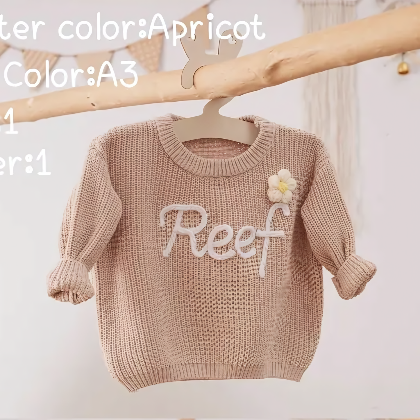 Cotton Hand embroidered Name Baby Sweater